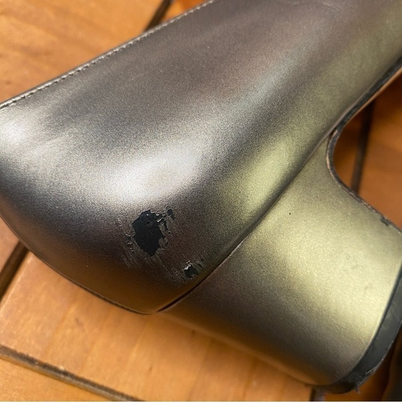 Vintage Salvatore Ferragamo pewter silver heeled almost flats 9.5 AAA - Picture 15 of 16